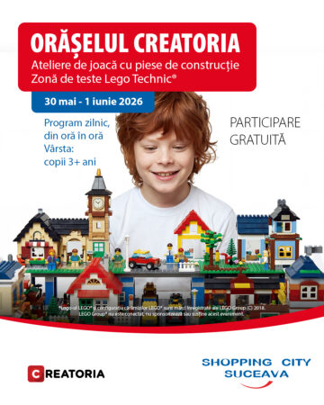 Trei zile de joacă și creativitate, de Ziua Copilului, la Shopping City Suceava