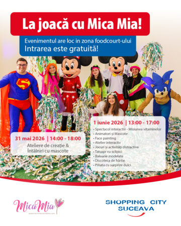 Trei zile de joacă și creativitate, de Ziua Copilului, la Shopping City Suceava