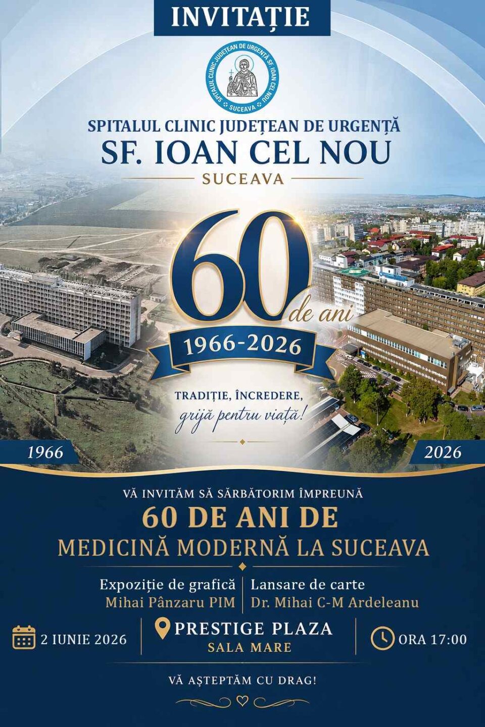 Expoziție de grafică și lansare de carte, marți, la Prestige Plaza, pentru a marca 60 de ani de medicină modernă la Suceava Expoziție de grafică și lansare de carte, marți, la Prestige Plaza, pentru a marca 60 de ani de medicină modernă la Suceava