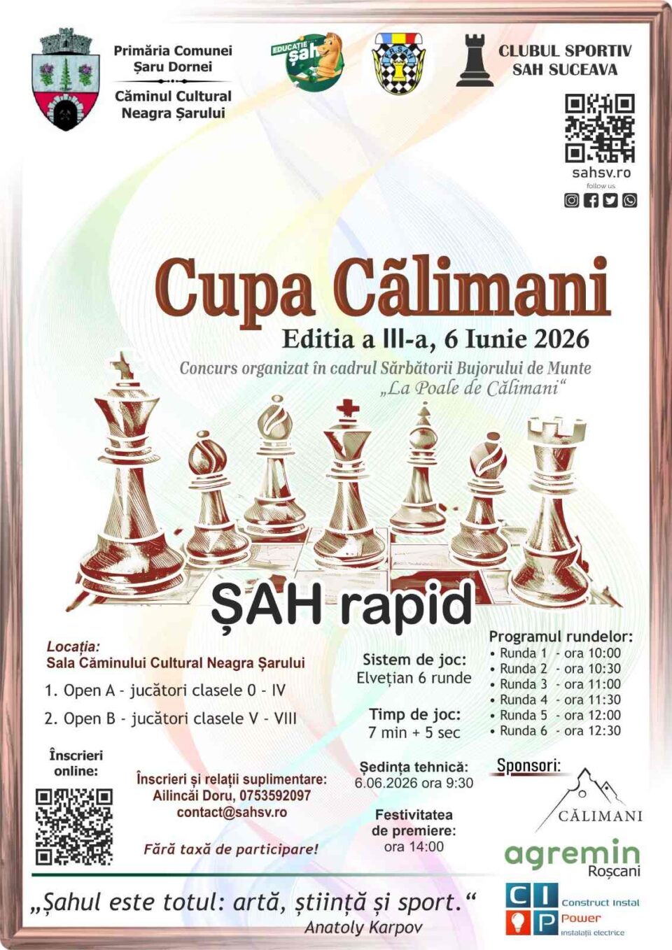 „Cupa Căliman”, șah rapid, la Șaru Dornei „Cupa Căliman”, șah rapid, la Șaru Dornei