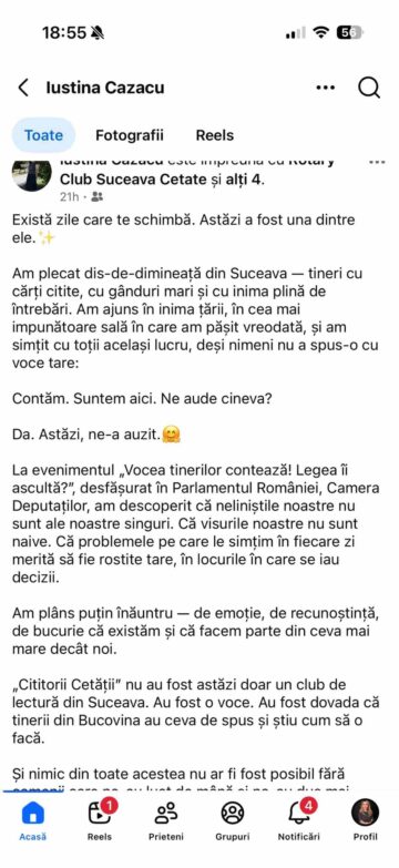„Vocea tinerilor contează!” – 52 de elevi suceveni au dezbătut drepturi ale copilului la tribuna Camerei Deputaților