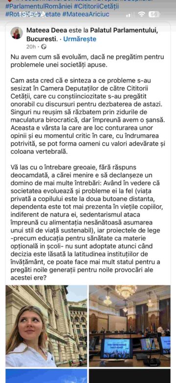 „Vocea tinerilor contează!” – 52 de elevi suceveni au dezbătut drepturi ale copilului la tribuna Camerei Deputaților