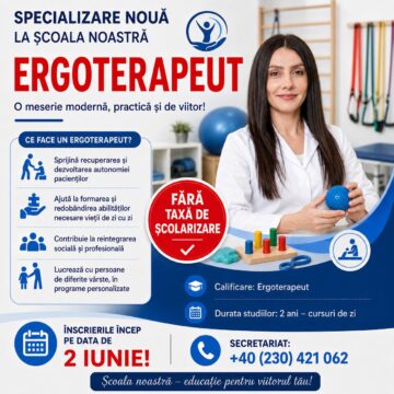 Înscrieri la Școala Postliceală Sanitară de stat. Optometrist, tehnician maseur și ergoterapeut, FĂRĂ TAXĂ, în oferta instituției