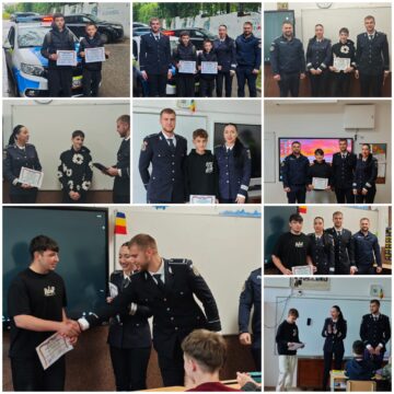 Șase adolescenți care au contribuit la prinderea unui individ care a tâlhărit o femeie de 80 de ani, premiați de polițiști