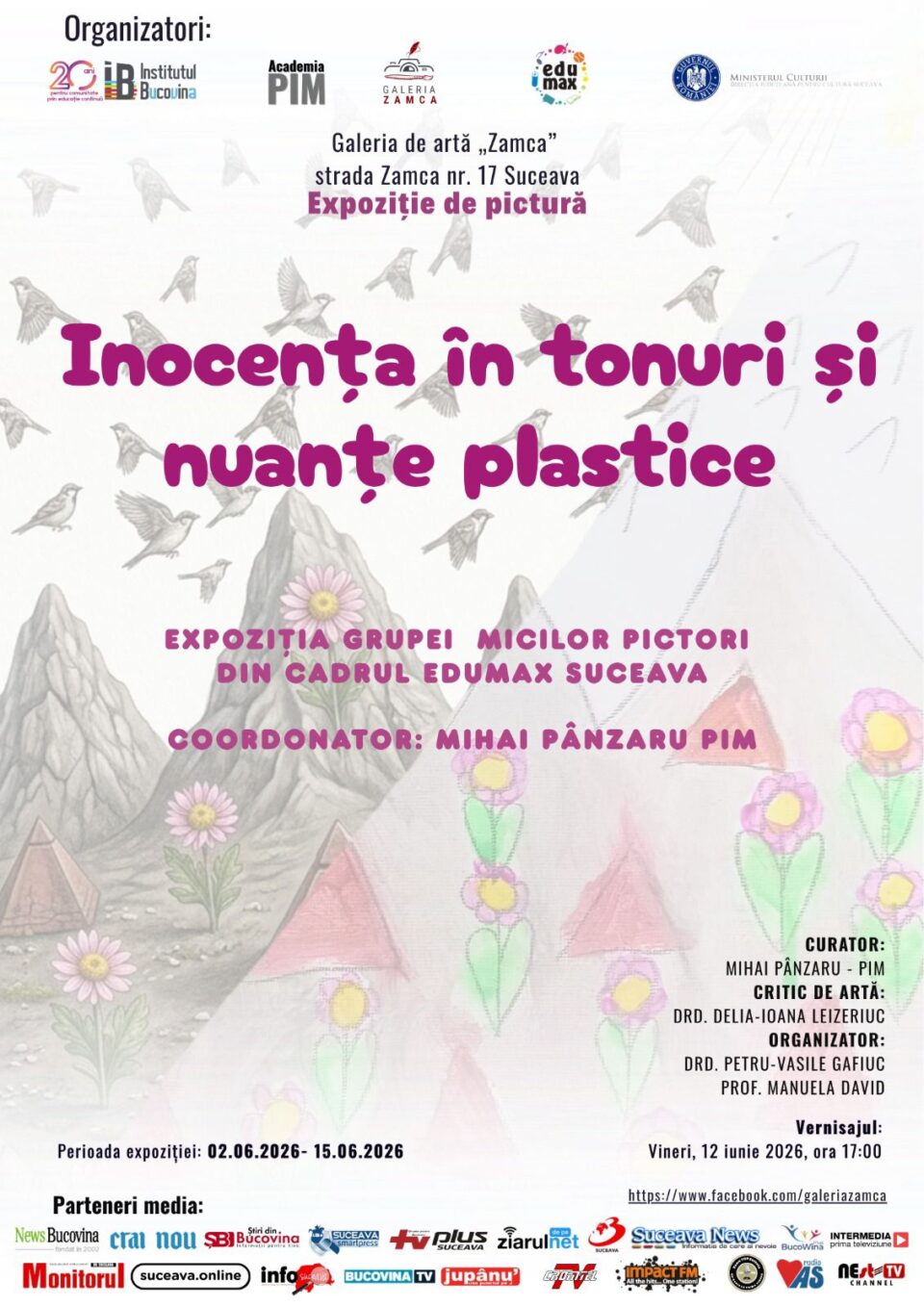 „Inocența în tonuri și nuanțe plastice”, expoziție, la Galeria Zamca, realizată de „mici pictori” coordonați de Mihai Pânzaru – PIM