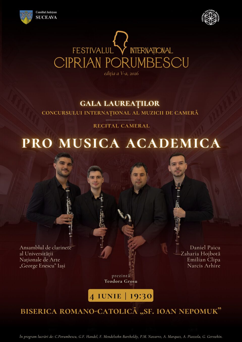 Recital „Pro Musica Academica”, la biserica romano-catolică „Sf. Ioan Nepomuk” din Suceava