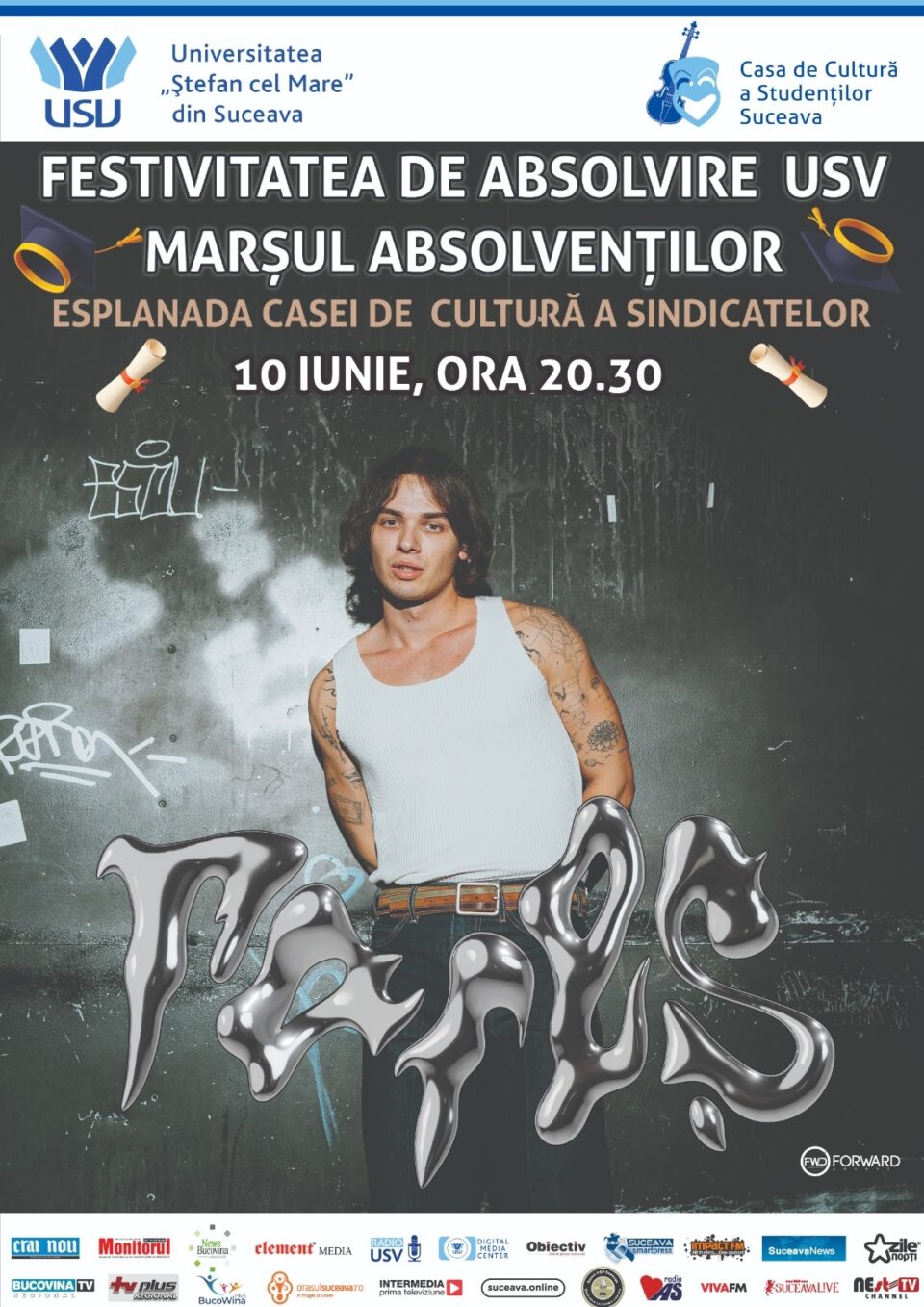 Rareș aduce muzica noii generații la Concertul Marșului Absolvenților USV 2026 Rareș aduce muzica noii generații la Concertul Marșului Absolvenților USV 2026