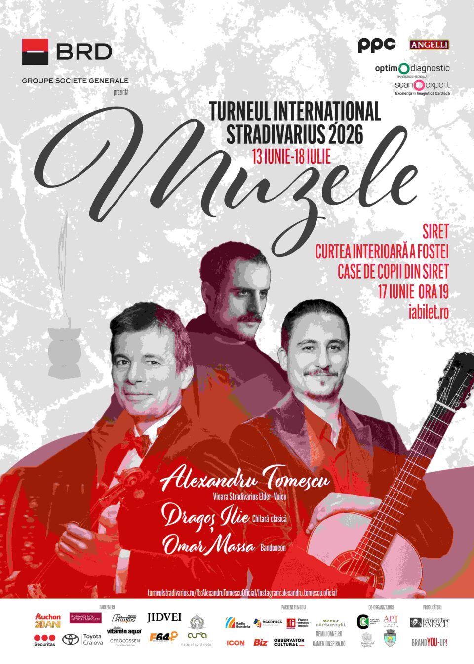 Turneul Internațional Stradivarius: Muzele, ediția a XIX-a, ajunge la Siret. Concertează: Alexandru Tomescu, Dragoș Ilie și Omar Massa Turneul Internațional Stradivarius: Muzele, ediția a XIX-a, ajunge la Siret. Concertează: Alexandru Tomescu, Dragoș Ilie și Omar Massa
