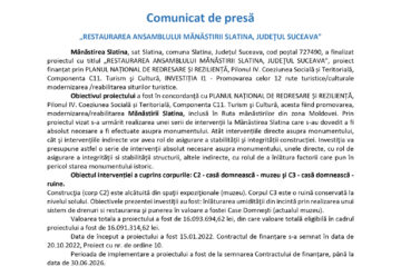 RESTAURAREA ANSAMBLULUI MĂNĂSTIRII SLATINA, JUDEŢUL SUCEAVA RESTAURAREA ANSAMBLULUI MĂNĂSTIRII SLATINA, JUDEŢUL SUCEAVA