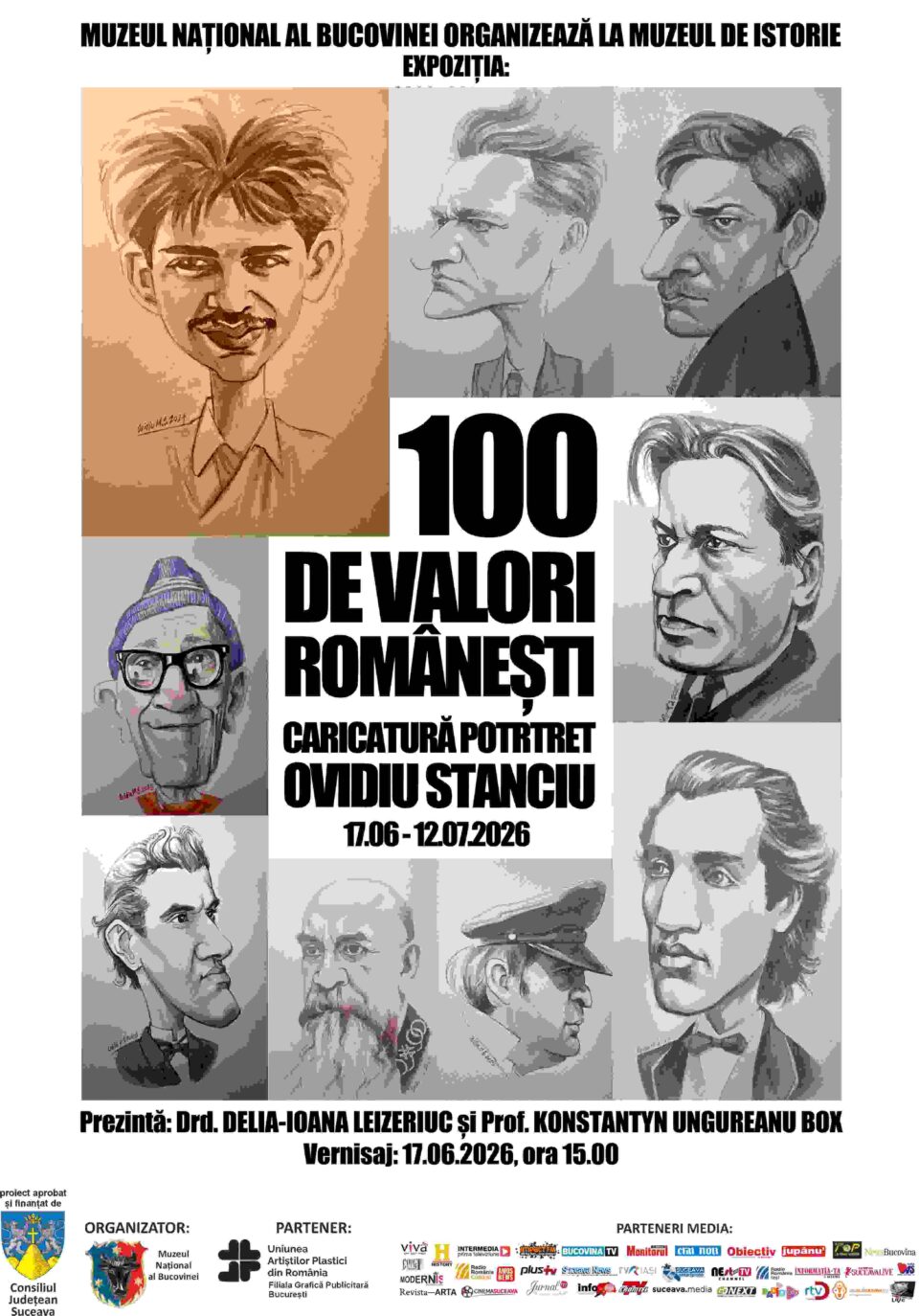 Expoziția de caricatură „100 de valori românești”, semnată de artistul Ovidiu Stanciu, la Muzeul de Istorie Expoziția de caricatură „100 de valori românești”, semnată de artistul Ovidiu Stanciu, la Muzeul de Istorie