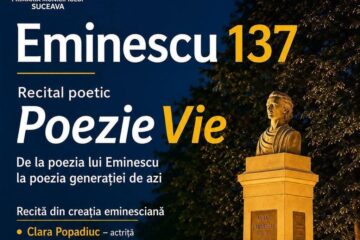 Recital poetic în piațeta statuii lui Mihai Eminescu, luni dimineață Recital poetic în piațeta statuii lui Mihai Eminescu, luni dimineață