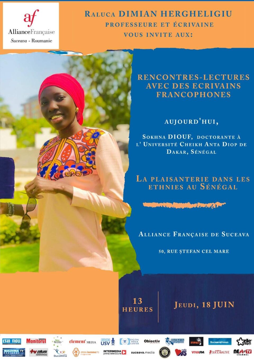 Acțiune culturală la Alianța Franceză, cu o invitată din Senegal Acțiune culturală la Alianța Franceză, cu o invitată din Senegal
