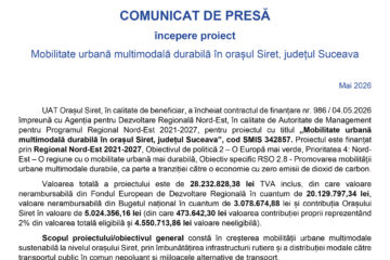 Începere proiect Mobilitate urbană multimodală durabilă în orașul Siret, județul Suceava Începere proiect Mobilitate urbană multimodală durabilă în orașul Siret, județul Suceava
