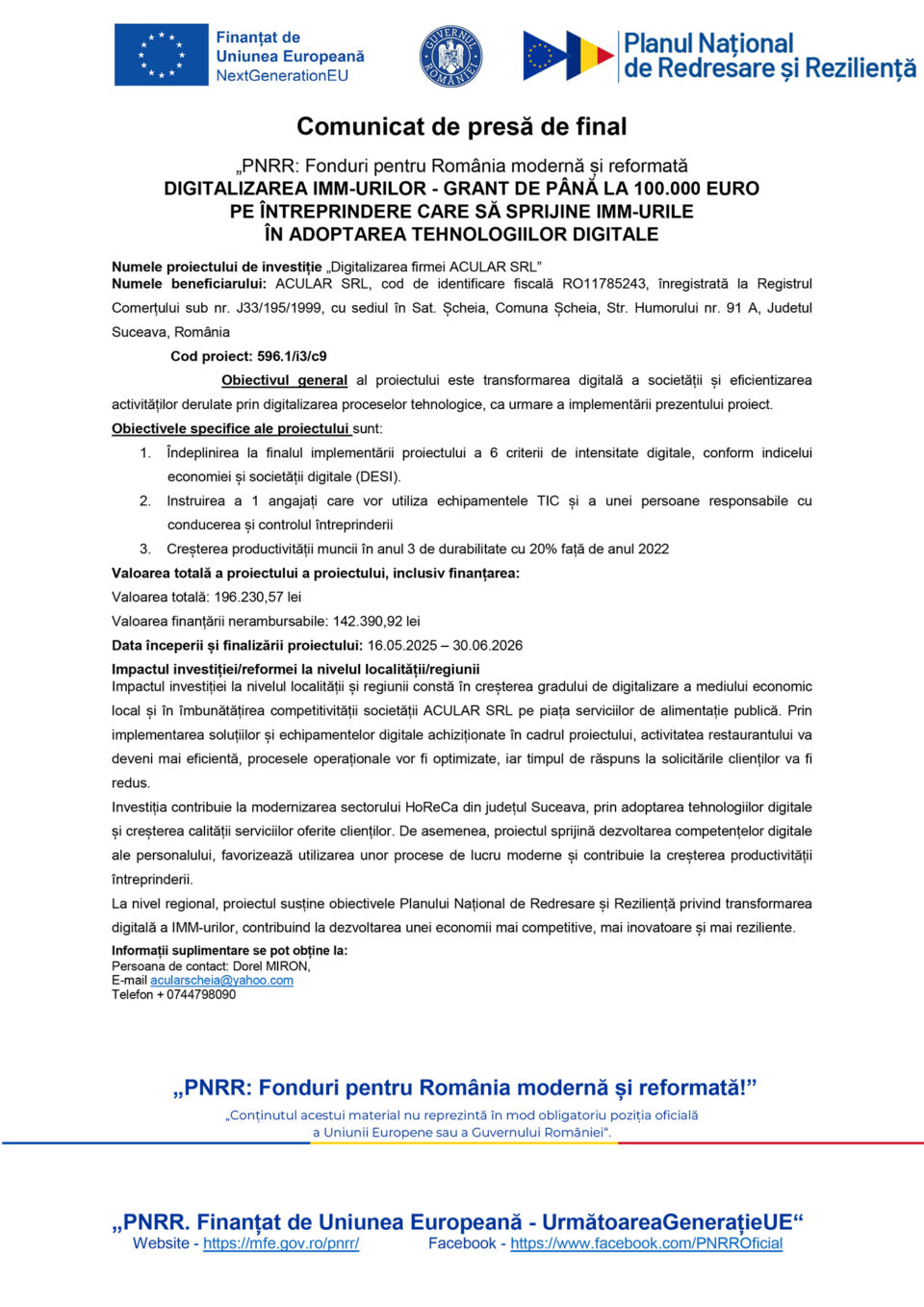Digitalizarea firmei ACULAR SRL Digitalizarea firmei ACULAR SRL
