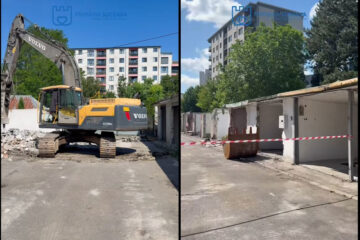 Bara de garaje de pe strada Păcii, demolată pentru a fi făcute locuri de parcare Bara de garaje de pe strada Păcii, demolată pentru a fi făcute locuri de parcare