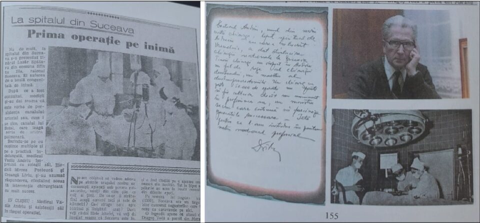Pagina cu operația pe inimă din ziarul Scânteia, redată în cartea dr. Ardeleanu