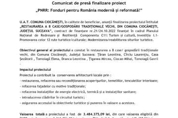 RESTAURAREA A 8 CASE/GOSPODĂRII TRADIȚIONALE VECHI, DIN COMUNA CIOCĂNEȘTI, JUDEȚUL SUCEAVA