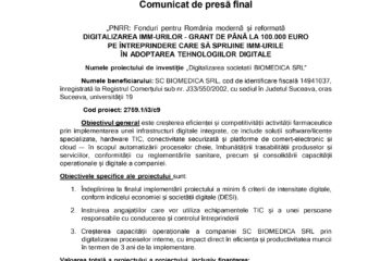 Digitalizarea societatii BIOMEDICA SRL Digitalizarea societatii BIOMEDICA SRL