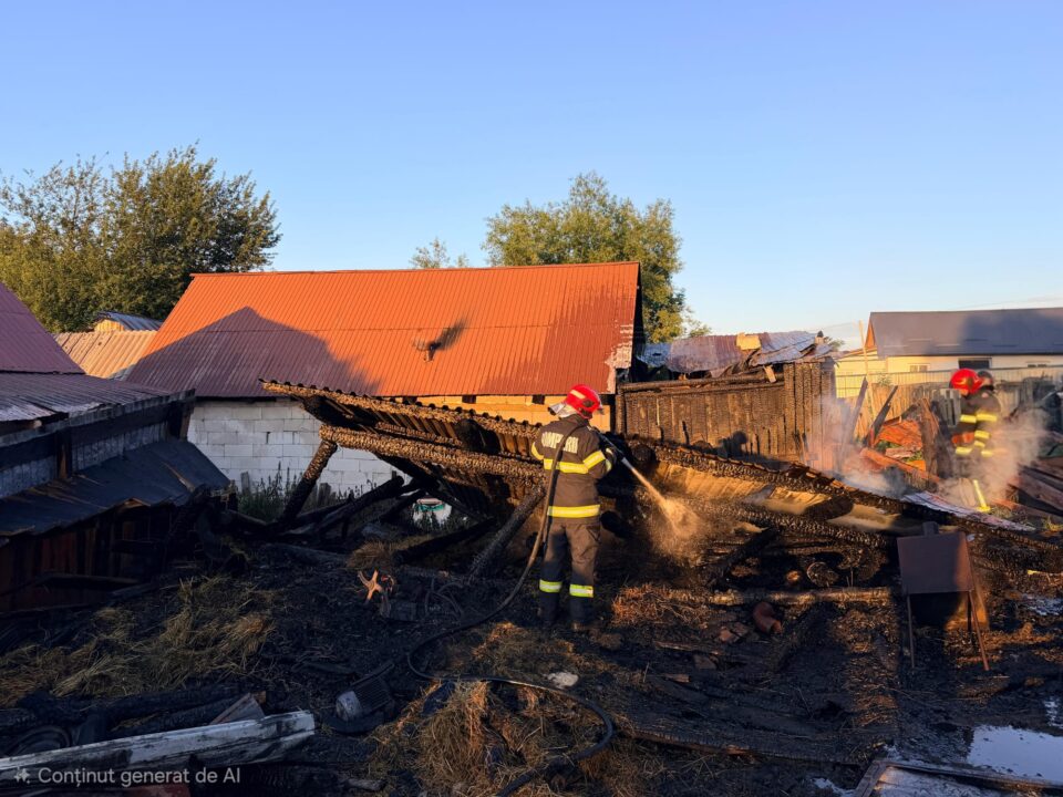 Un incendiu puternic a afectat proprietățile a trei persoane