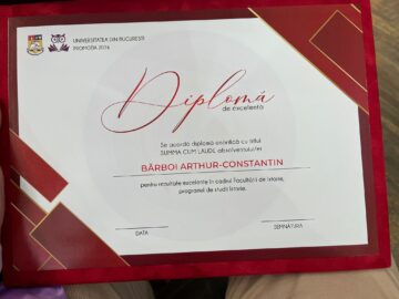 Arthur Constantin Bărboi din Câmpulung este șef de promoție la Facultatea de Istorie a Universității București