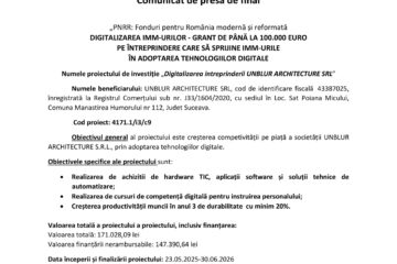 Digitalizarea intreprinderii UNBLUR ARCHITECTURE SRL