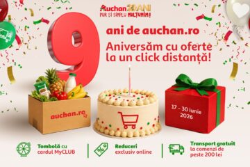 Auchan.ro sărbătorește 9 ani de cumpărături online: 10 milioane de produse livrate către clienți doar anul trecut Auchan.ro sărbătorește 9 ani de cumpărături online: 10 milioane de produse livrate către clienți doar anul trecut