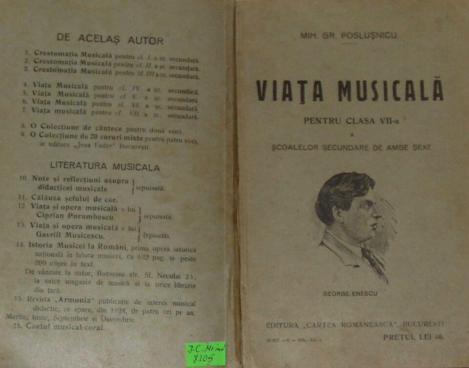 Profesorul Poslușnicul a fost părintele muzicologiei românești, publicând numeroase studii, printre primele manuale de muzică pentru școlile din România, tratate, lucrări de cercetare