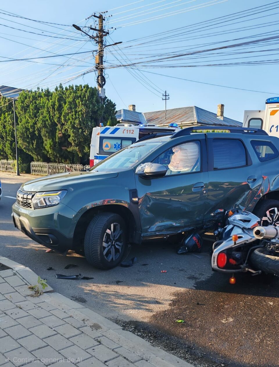 Soț și soție la spital după accidentul cu implicarea unei motociclete, de la Moara