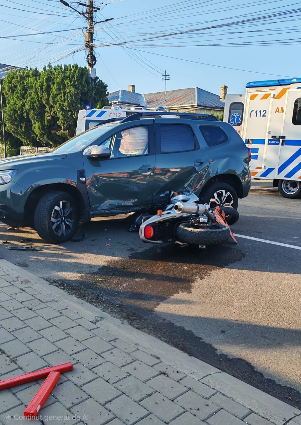 Soț și soție la spital după accidentul cu implicarea unei motociclete, de la Moara