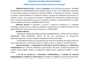 DOTAREA INVATAMANTULUI PREUNIVERSITAR DIN COMUNA VICOVU DE JOS