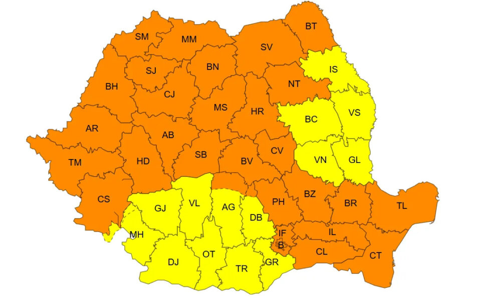 Județul Suceava, plasat sub Cod Portocaliu de vreme rea Județul Suceava, plasat sub Cod Portocaliu de vreme rea