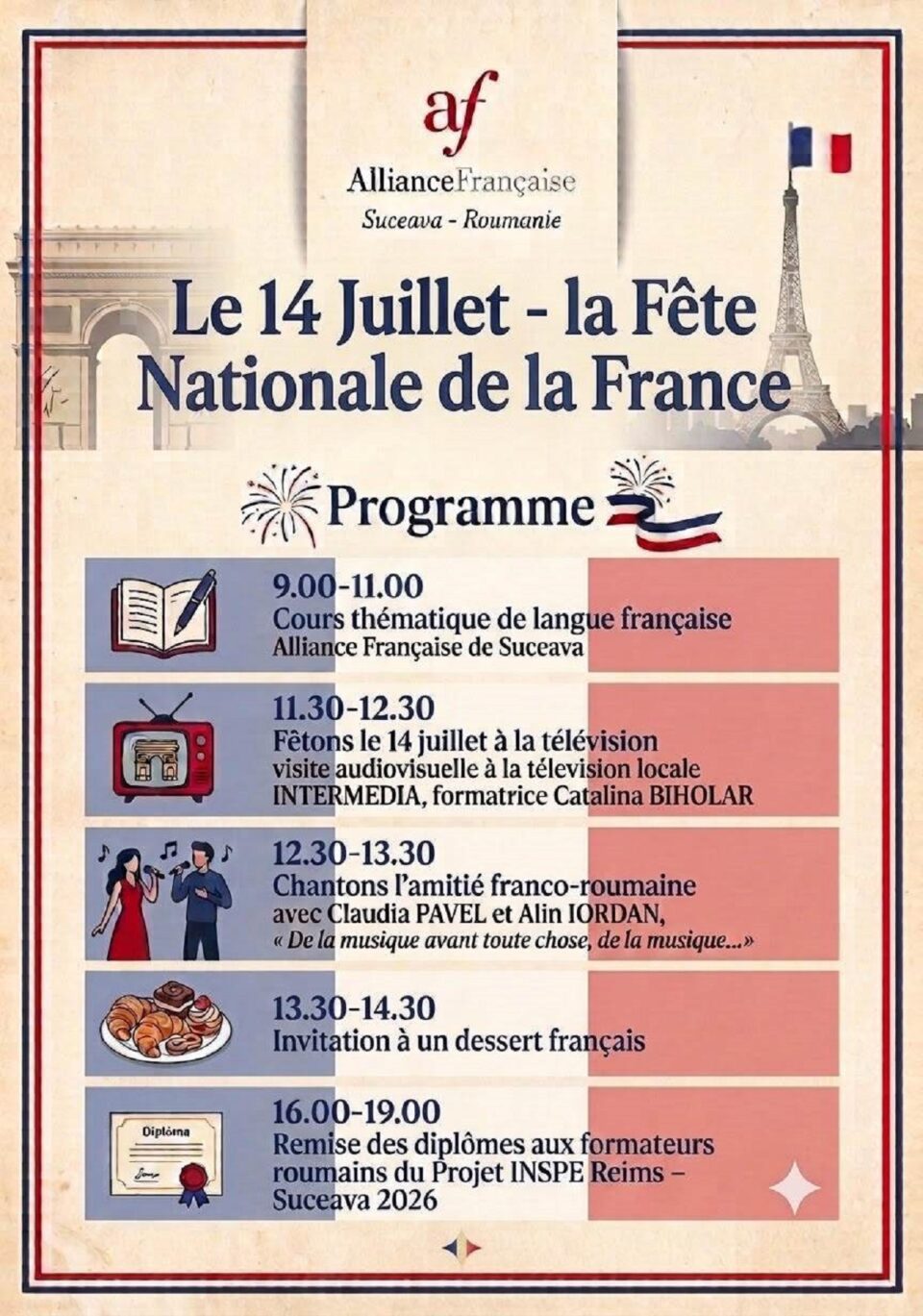 Activităţi educative şi culturale organizate de Alianţa Franceză din Suceava, de Ziua Națională a Franței Activităţi educative şi culturale organizate de Alianţa Franceză din Suceava, de Ziua Națională a Franței