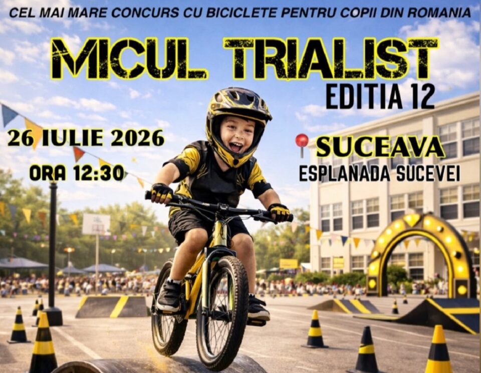 Cel mai mare concurs de Bike Trial pentru copii din România, organizat la Suceava în parteneriat cu Consiliul Județean