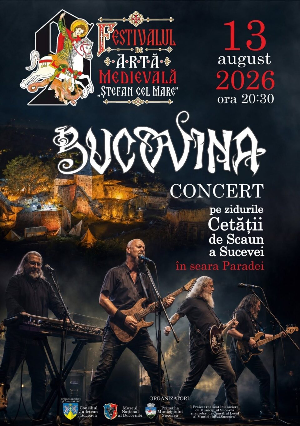 Trupa Bucovina cântă în deschiderea Festivalului Medieval „Ștefan cel Mare” 2026. Concertul va avea loc pe zidurile Cetății de Scaun a Sucevei