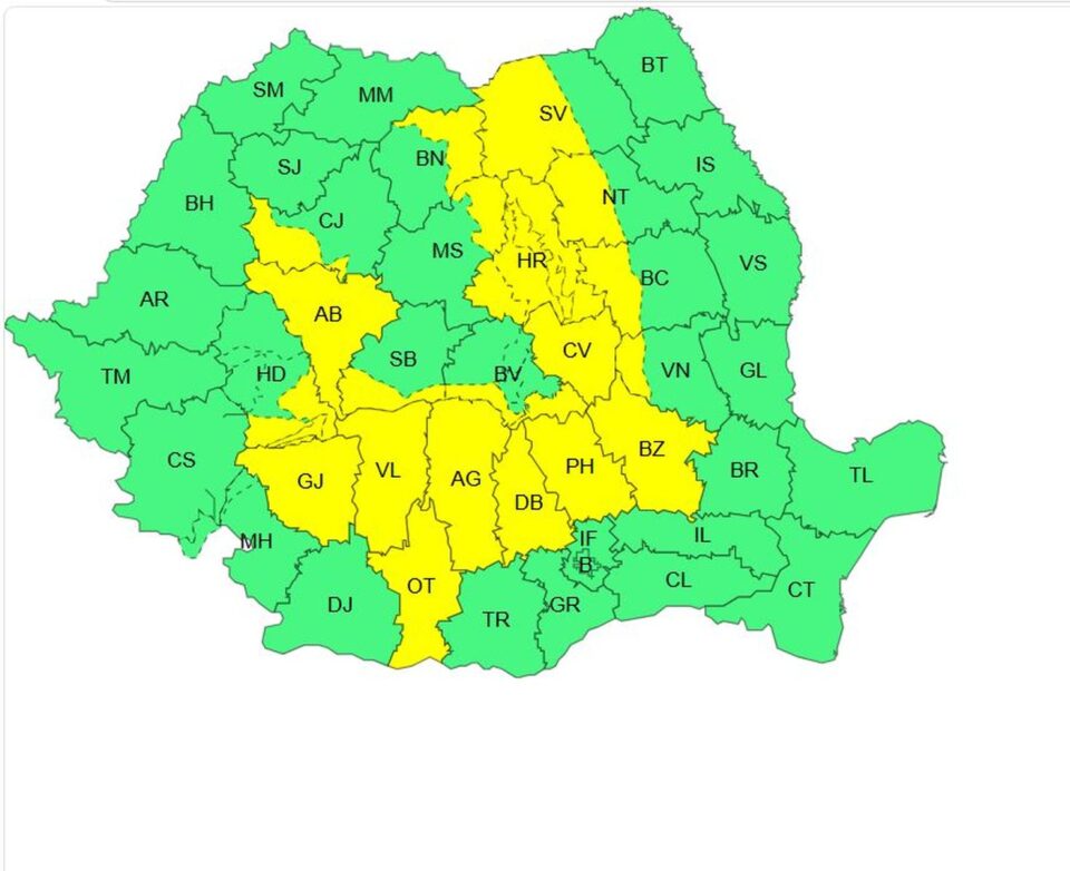 Cod galben de furtuni și ploi abundente în județul Suceava, valabil vineri Cod galben de furtuni și ploi abundente în județul Suceava, valabil vineri