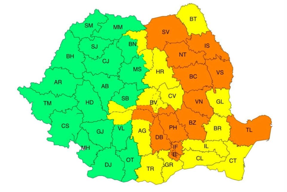 Un nou Cod portocaliu de ploi și vijelii a fost emis pentru județul Suceava Un nou Cod portocaliu de ploi și vijelii a fost emis pentru județul Suceava
