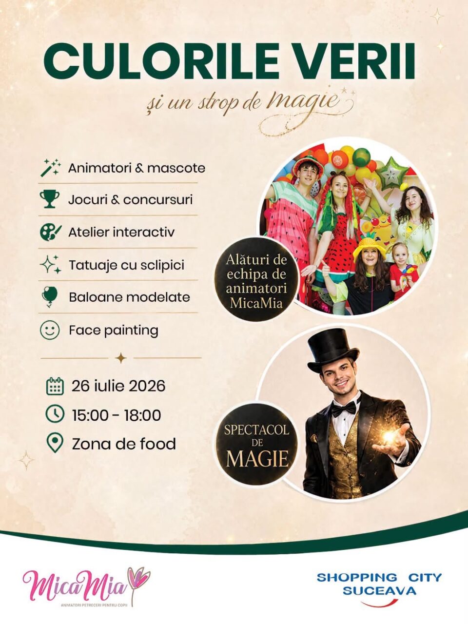 Magie, jocuri și voie bună pentru întreaga familie, duminică, la Shopping City Suceava Magie, jocuri și voie bună pentru întreaga familie, duminică, la Shopping City Suceava