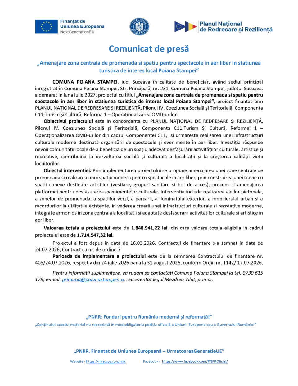 Amenajare zona centrala de promenada si spatiu pentru spectacole in aer liber in statiunea turistica de interes local Poiana Stampei Amenajare zona centrala de promenada si spatiu pentru spectacole in aer liber in statiunea turistica de interes local Poiana Stampei
