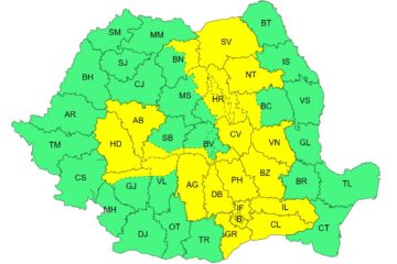 Cod galben de furtuni, cu ploi torențiale și vijelii, vineri, de la amiază până seara